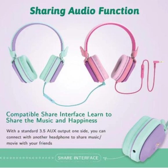 Kids Headphones - Wired - Stereo - Safe Volume Limiter - Foldable - Share Port - Picture 5 of 13